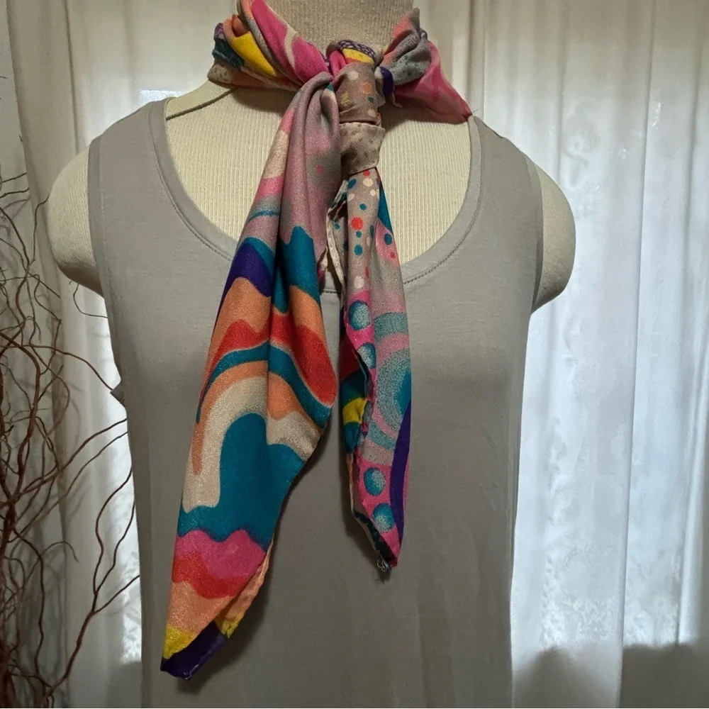 1970's nik-nik Scarf~Psychedelic Pattern~Designed in Paris~printed in Italy - Picture 10 of 11